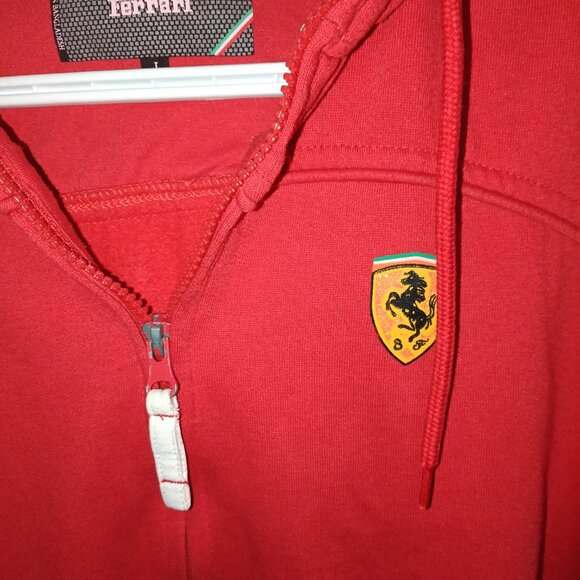 Ferrari Kids Zip up Red Jacket/Hoodie - Size L - Picture 3 of 5